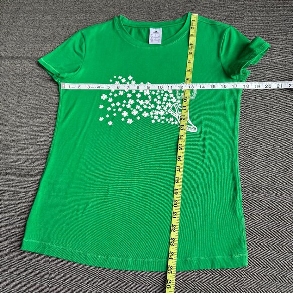 Green Adidas Soft T-Shirt Boston Marathon Shamrocks - Picture 6 of 12